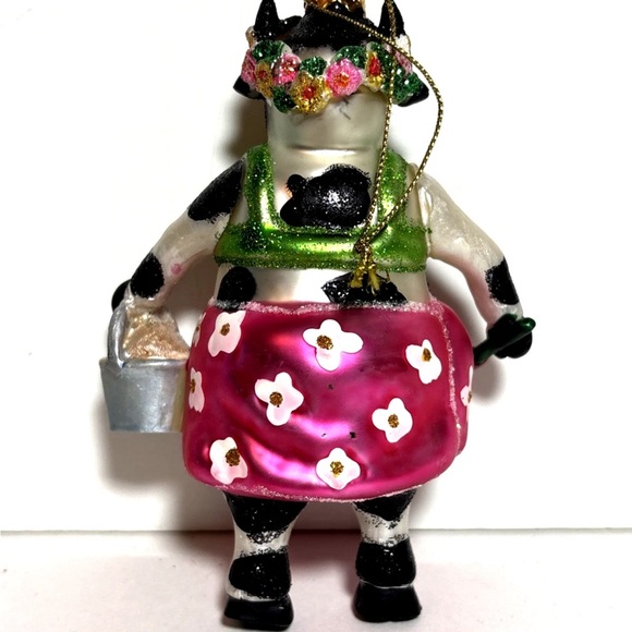 Heifer and Steer Tropical Vacationing Cows, set of 2 Glass Ornaments 5 inch each - Picture 6 of 11